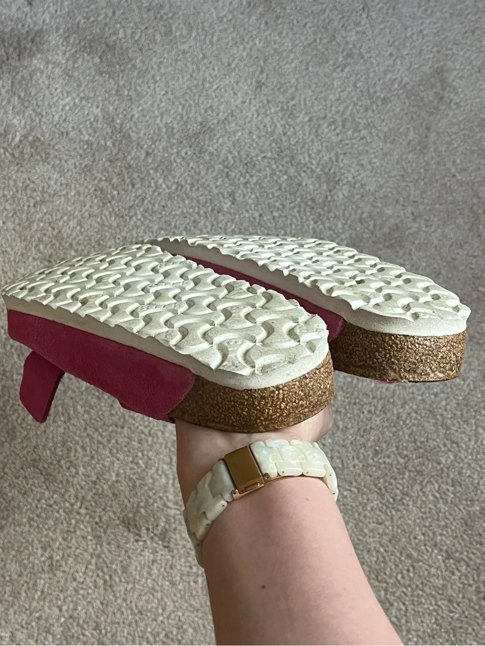 Birkenstock Arizona Suede soft footbed Two‑Strap Sandal in Fuchsia Tulip Pink39